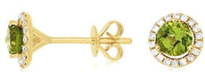 1.66CT DIAMOND & AAA PERIDOT 14KT YELLOW GOLD ROUND HALO MARTINI STUD EARRINGS