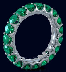 3.60CT AAA EMERALD 14KT WHITE GOLD CLASSIC SHARED PRONG ETERNITY FUN LOVE RING