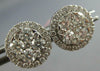 ESTATE 1.13CT DIAMOND 14K WHITE GOLD 3D CLASSIC ROUND CLUSTER HALO STUD EARRINGS