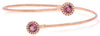 1.0CT DIAMOND & AAA PINK TOURMALINE 14KT ROSE GOLD DOUBLE FLOWER BANGLE BRACELET