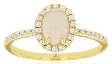.67CT DIAMOND & AAA OPAL 14KT YELLOW GOLD 3D OVAL & ROUND FRIENDSHIP LOVE RING