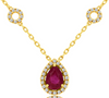1.0CT DIAMOND & AAA RUBY 14KT YELLOW GOLD PEAR SHAPE CIRCLE BY THE YARD NECKLACE