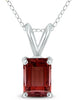 .85CT AAA GARNET 14KT WHITE GOLD CLASSIC EMERALD CUT SOLITAIRE FLOATING PENDANT