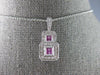 .76CT DIAMOND & AAA PINK SAPPHIRE 14KT WHITE GOLD DOUBLE SQUARE FLOATING PENDANT
