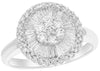 1.12CT DIAMOND 18KT WHITE GOLD 3D ROUND & BAGUETTE FLOWER BALLERINA LOVE RING