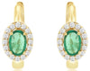 1.13CT DIAMOND & AAA EMERALD 14KT YELLOW GOLD OVAL & ROUND HUGGIE HOOP EARRINGS