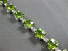 17.46CT DIAMOND & AAA PERIDOT 14KT WHITE GOLD 3D CUSHION & ROUND TENNIS BRACELET