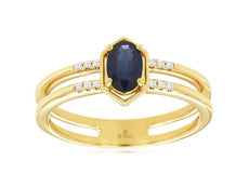 .69CT DIAMOND & AAA SAPPHIRE 14K YELLOW GOLD 3D OVAL DOUBLE BAND FRIENDSHIP RING