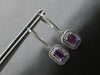 1.87CT DIAMOND & AAA AMETHYST 14KT WHITE GOLD 3D HALO LEVERBACK HANGING EARRINGS
