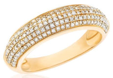 .45CT DIAMOND 14K YELLOW GOLD 3D CLASSIC MULTI ROW PAVE WEDDING ANNIVERSARY RING