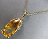 LARGE 10.10CT DIAMOND & AAA YELLOW TOPAZ 14KT YELLOW GOLD 3D TEAR DROP PENDANT