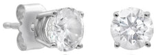 ESTATE 1.0CT DIAMOND 14KT WHITE GOLD 3D CLASSIC ROUND SOLITAIRE STUD EARRINGS