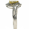 WIDE .97CT WHITE & CANARY DIAMOND 18KT 2 TONE GOLD 3D PEAR SHAPE ENGAGEMENT RING