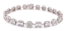 4.90CT DIAMOND 18KT WHITE GOLD MULTI SHAPE INVISIBLE BY THE YARD TENNIS BRACELET