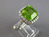 LARGE 6.66CT DIAMOND & AAA PERIDOT 14K WHITE GOLD 3D HALO SQUARE ENGAGEMENT RING