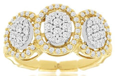 .66CT DIAMOND 14KT 2 TONE GOLD CLUSTER OVAL PAST PRESENT FUTURE ANNIVERSARY RING
