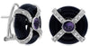 .95CT DIAMOND & AAA AMETHYST 14K WHITE GOLD 3D CIRCULAR CRISS CROSS FUN EARRINGS