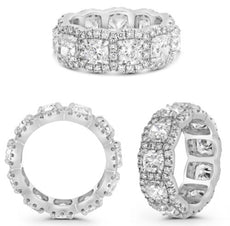 6.59CT DIAMOND PLATINUM CUSHION & ROUND HALO ETERNITY WEDDING ANNIVERSARY RING