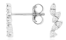 ESTATE .25CT DIAMOND 14KT WHITE GOLD 3D MULTI LEAF CLASSIC FUN HANGING EARRINGS