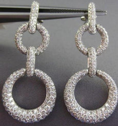 ESTATE 2.90CT DIAMOND 18KT WHITE GOLD CIRCLE OF LIFE GRADUATING HANGING EARRINGS