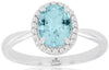 1.24CT DIAMOND & AAA AQUAMARINE 14K WHITE GOLD OVAL & ROUND HALO FRIENDSHIP RING