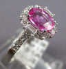 1.54CT DIAMOND & AAA PINK SAPPHIRE 18KT WHITE GOLD 3D OVAL HALO ENGAGEMENT RING