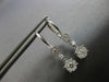 .63CT DIAMOND 14KT WHITE GOLD CLASSIC CLUSTER FLOWER LEVERBACK HANGING EARRINGS
