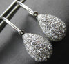 LARGE 1.18CT DIAMOND 18KT WHITE GOLD 3D ROUND CLUSTER TEAR DROP HANGING EARRINGS