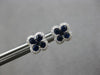 SMALL .52CT DIAMOND & AAA SAPPHIRE 14KT WHITE GOLD CLASSIC FLOWER STUD EARRINGS