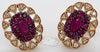 ESTATE 1.24CT DIAMOND & AAA RUBY 14KT YELLOW GOLD FLOWER FILIGREE STUD EARRINGS