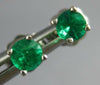 ESTATE .40CT AAA EMERALD 14KT WHITE GOLD 3D ROUND SOLITAIRE STUD EARRINGS #27706