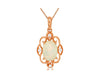 .94CT DIAMOND & AAA OPAL 14K ROSE GOLD OVAL & ROUND OPEN FILIGREE FLORAL PENDANT