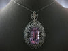 ESTATE EXTRA LARGE 37.75CT DIAMOND & AAA KUNZITE 14K WHITE GOLD FILIGREE PENDANT