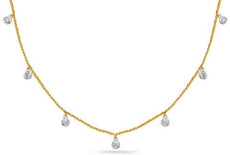 .32CT DIAMOND 14K 2 TONE GOLD CLASSIC BEZEL CHANDELIER BY THE YARD LOVE NECKLACE