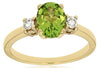 ESTATE 1.42CT DIAMOND & AAA PERIDOT 14K YELLOW GOLD OVAL & ROUND ENGAGEMENT RING