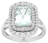 LARGE 2.75CT DIAMOND & AAA AQUAMARINE 14KT WHITE GOLD 3D CUSHION & ROUND RING