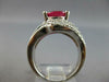 ESTATE LARGE 5.41CT DIAMOND & AAA RUBY 14KT WHITE GOLD 3D ENGAGEMENT RING #27628