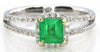 .90CT DIAMOND & AAA EMRERALD 18KT 2 TONE GOLD SQUARE SPLIT SHANK ENGAGEMENT RING