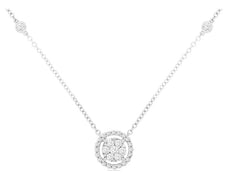 .33CT DIAMOND 14KT WHITE GOLD 3D ROUND CLUSTER FLOWER HALO BY THE YARD NECKLACE