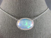 LARGE 7.4CT DIAMOND & AAA AUSTRALIAN OPAL 14KT WHITE GOLD OVAL FILIGREE NECKLACE