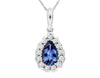 .56CT DIAMOND & AAA TANZANITE 14K WHITE GOLD PEAR SHAPE & ROUND FLOATING PENDANT