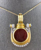ANTIQUE LARGE DIAMOND & AAA SAPPHIRE 18K 2 TONE GOLD 3D CORNELIAN PENDANT 28157