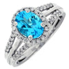 1.80CT DIAMOND & AAA BLUE TOPAZ 14KT WHITE GOLD 3D OVAL & ROUND ENGAGEMENT RING