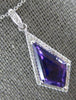 2.24CT DIAMOND & AAA AMETHYST 14KT WHITE GOLD 3D GEOMETRICAL TEAR DROP PENDANT
