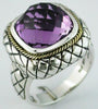 LARGE 7.80CT AAA AMETHYST 14KT YELLOW GOLD & 925 SILVER 3D CUSHION FILIGREE RING