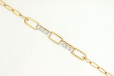 ESTATE .10CT DIAMOND 14K YELLOW GOLD 3D ROUND DOUBLE BAR MULTI LINK FUN BRACELET