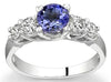 1.42CT DIAMOND & AAA TANZANITE 14KT WHITE GOLD 3D ROUND 5 STONE ENGAGEMENT RING