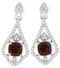 1.78CT DIAMOND & AAA GARNET 14KT WHITE GOLD 3D CUSHION & ROUND FLORAL EARRINGS