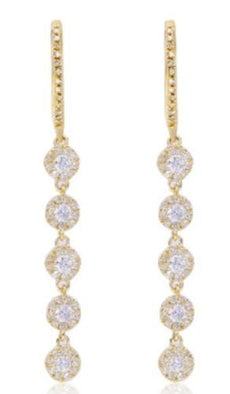 .60CT DIAMOND 14KT YELLOW GOLD CLASSIC MULTI FLOWER CHANDELIER HANGING EARRINGS