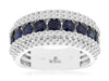 2.02CT DIAMOND & AAA SAPPHIRE 14KT WHITE GOLD CLASSIC MULTI ROW ANNIVERSARY RING